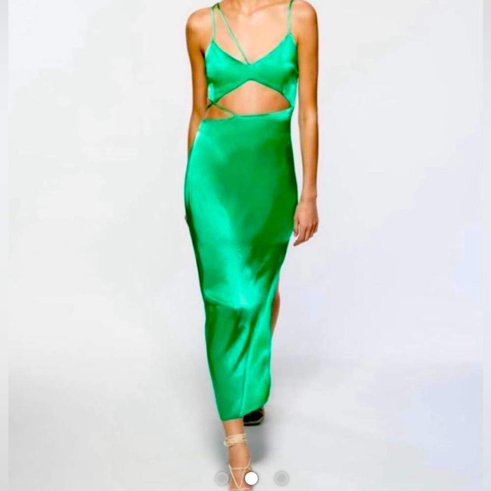 Zara Satin Asymmetrical Midi Dress
